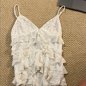 Urban Outfitters White Lace Ruffle Tank Top (m but runs small)